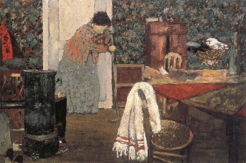 Edouard Vuillard Maid cleaning the room Norge oil painting art